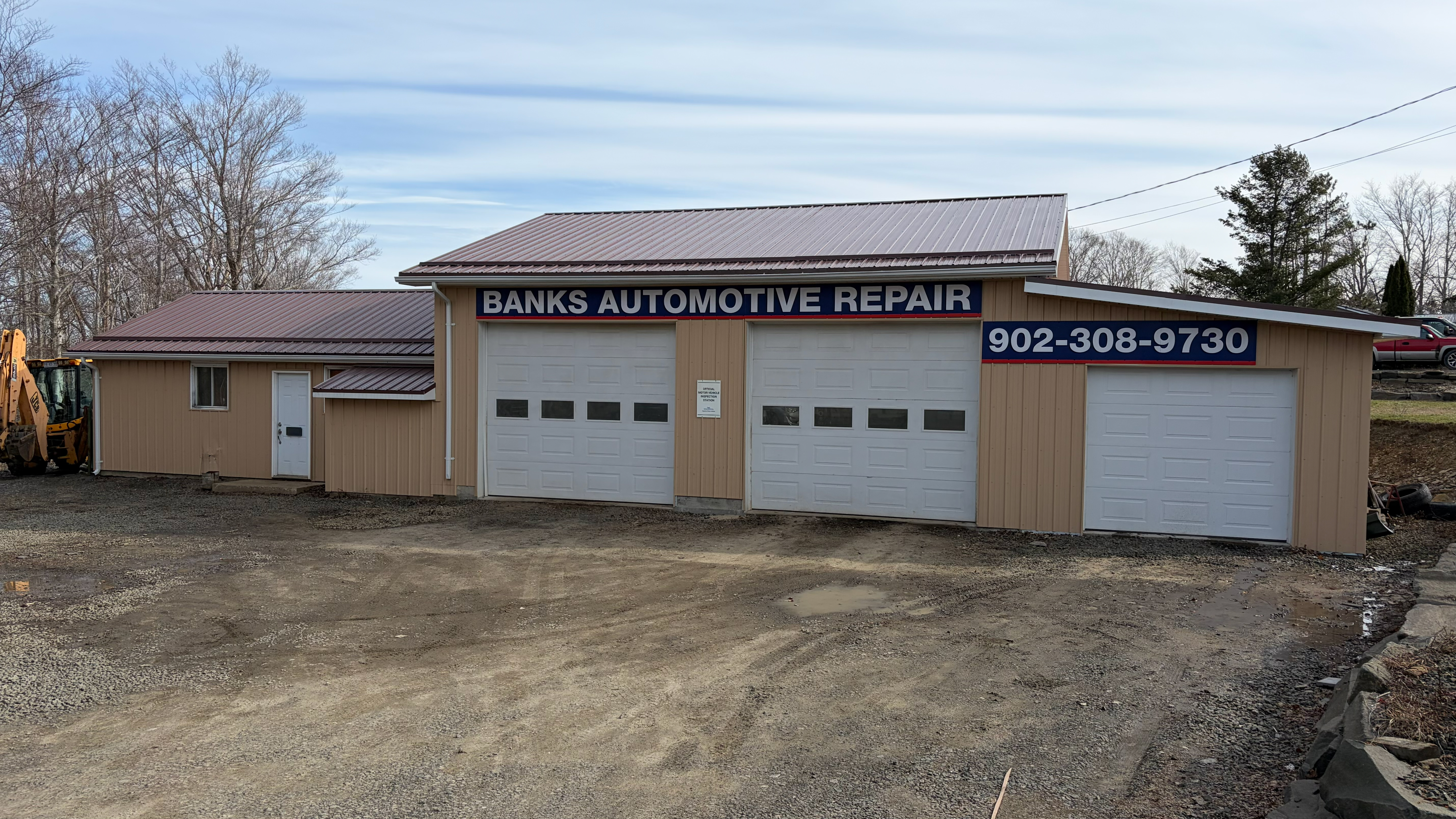 Banks Automotive Repair shop front with signage in Digby, Nova Scotia